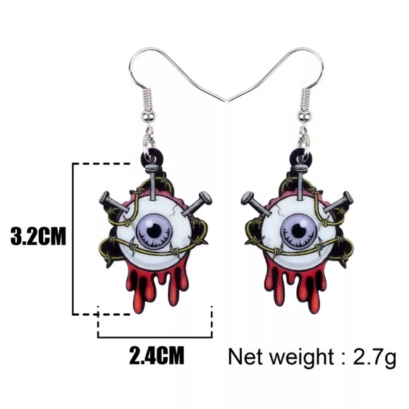 Acrylic Halloween Horror Eyeball Drop Earrings - Picture 4 of 5